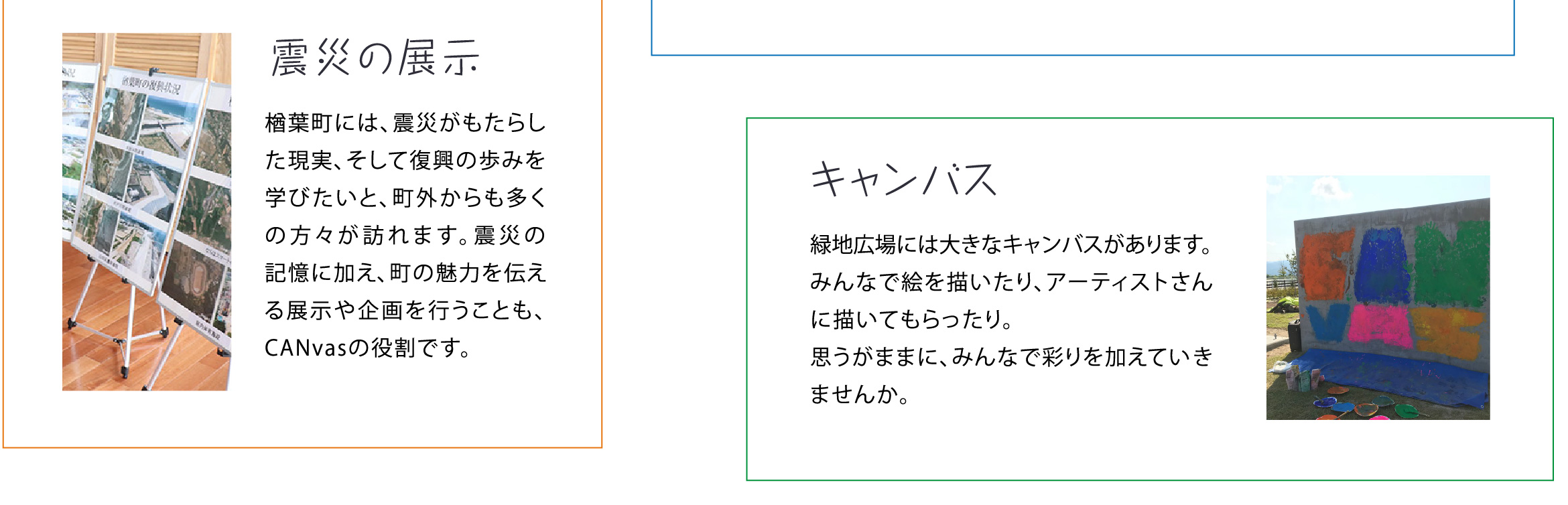 震災の展示・キャンバス